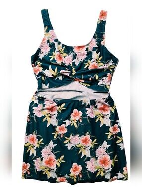 Cutout One-Piece Dress Skort Swimsuit Twist Front Ruched SwimDress
